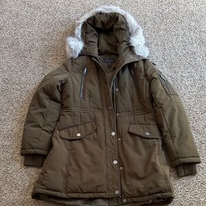 BCBG Maxazria Hooded Parka with Faux fur